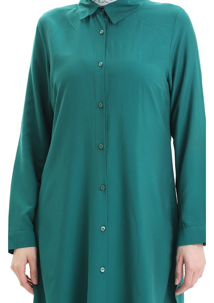 Düğmeli Viskon Tunik 6116-11 Zümrüt Yeşili indirimleri