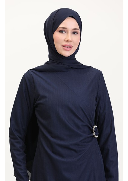 Taş Detaylı Takım Görünümlü Elbise 4740-02 Lacivert modelleri