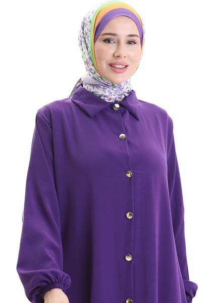 Düğmeli Uzun Tunik Pantolon Ikili Takım 0089-04 Mor fırsatları
