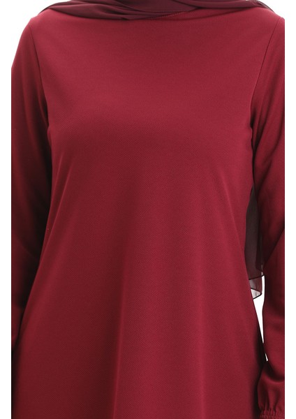 Kol Ucu Lastikli Mevsimlik Dökümlü Sade Tunik 8751-02 Bordo fırsatları