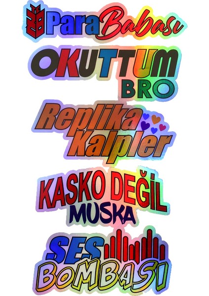 Para Babası Okuttunmu Bro Replika Kalpler Kasko Değil Muska Yazılı Hologram Efektli Arka Cam Stickeri 30X20CM