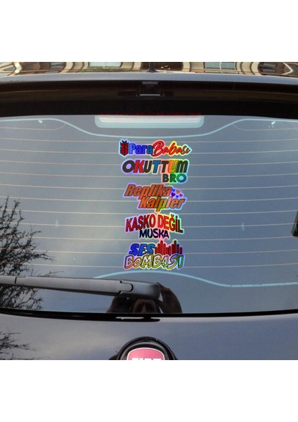 Para Babası Okuttunmu Bro Replika Kalpler Kasko Değil Muska Yazılı Hologram Efektli Arka Cam Stickeri 30X20CM fiyatları