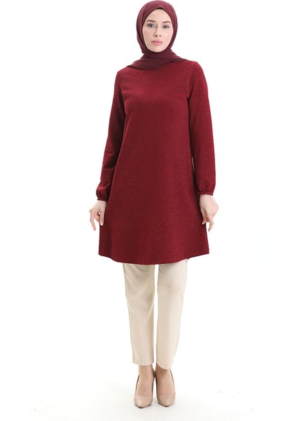 Kol Ucu Lastikli Mevsimlik Tunik 8753-02 Bordo