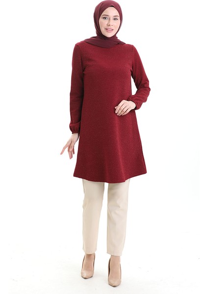 Kol Ucu Lastikli Mevsimlik Tunik 8753-02 Bordo fiyatları