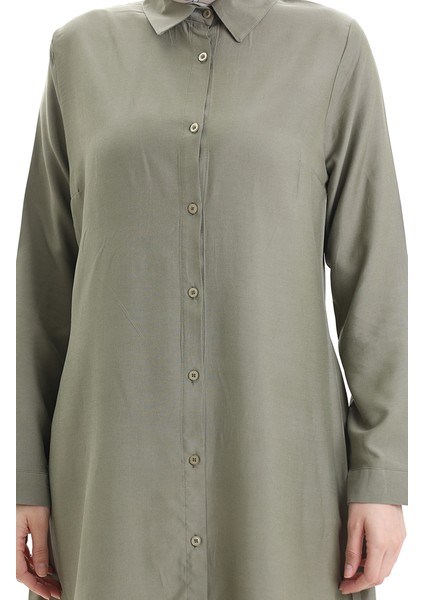 Düğmeli Viskon Tunik 6116-05 Haki indirimleri