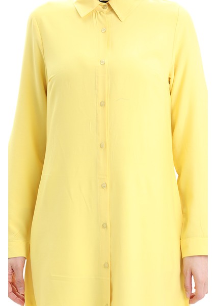 Düğmeli Viskon Tunik 6116-08 Sarı indirimleri