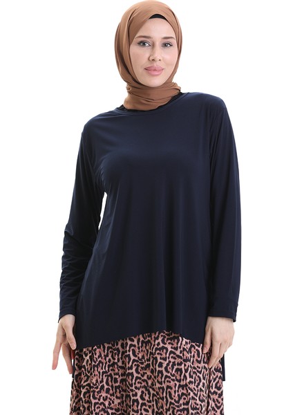 Sandy Kumaş Tunik Etek Ikili Takım 2077-02 Lacivert