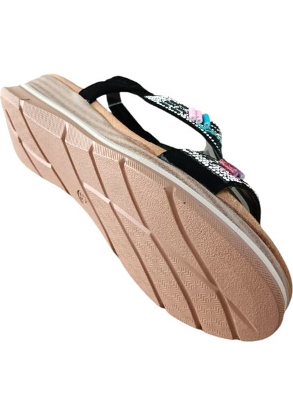 De Scarıo 2061 Kadın Taşlı Comfort Sandalet Siyah fırsatları