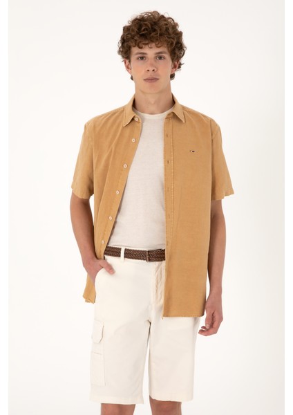 Erkek Camel Gömlek Kısa Kollu 50304955-VR015