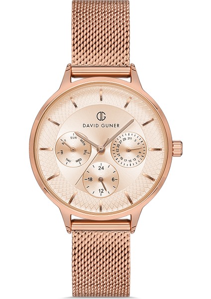 Davıd Guner Rose Kaplamalı Rose Kadranlı Kadın Kol Saati DG-8310LC-C5