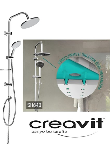 SH640 Tepe Duş Sistemi Krom Oval