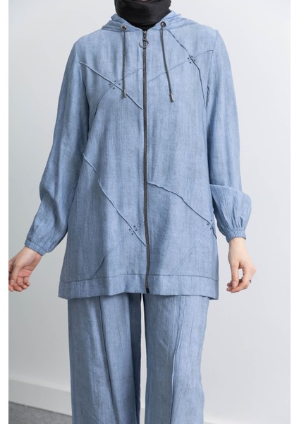 5027 Ceketli Pant. Takım - Mavi