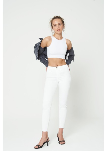 Naomi Beyaz Normal Bel Fermuarlı Skinny Fit Jean Pantolon C 4526-050