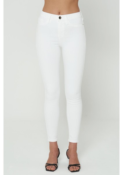 Naomi Beyaz Normal Bel Fermuarlı Skinny Fit Jean Pantolon C 4526-050 fiyatları