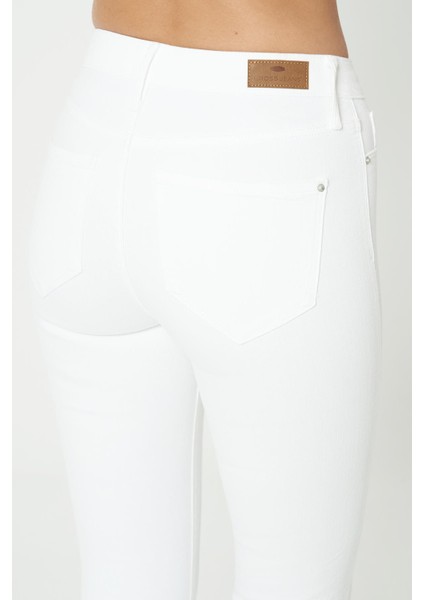 Naomi Beyaz Normal Bel Fermuarlı Skinny Fit Jean Pantolon C 4526-050 indirimleri