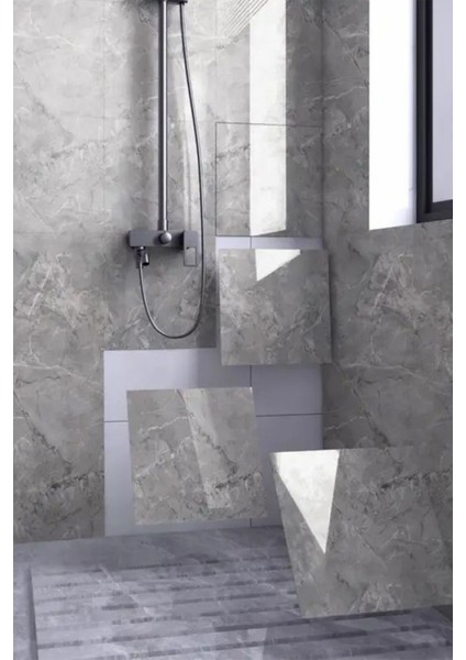 Gri Mermer Desenli Duvar Sticker Folyo Kağıt Duvar Kaplama