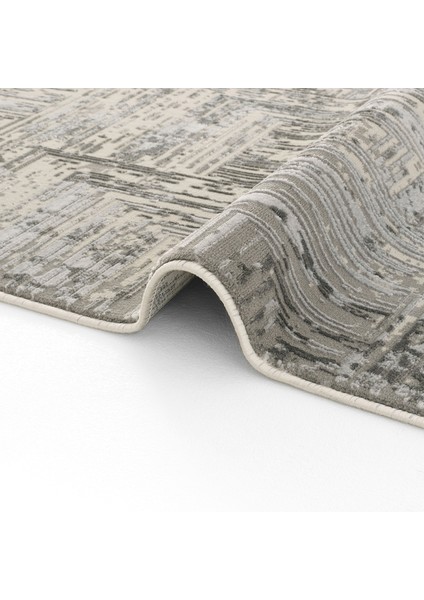 Venedik Krem Gri Halı Soyut Geometrik Desenli Makine Dokuması Modern Oturma Odası Salon Halısı