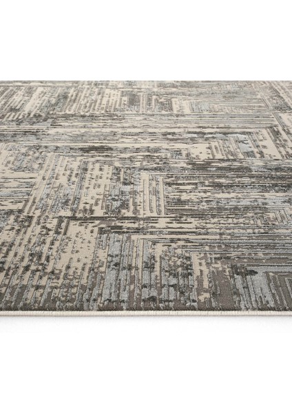 Venedik Krem Gri Halı Soyut Geometrik Desenli Makine Dokuması Modern Oturma Odası Salon Halısı