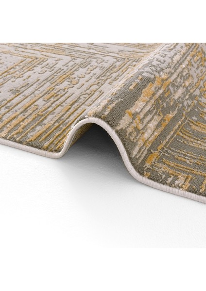 Venedik Turuncu Gri Halı Soyut Geometrik Desenli Makine Dokuması Modern Oturma Odası Salon Halısı