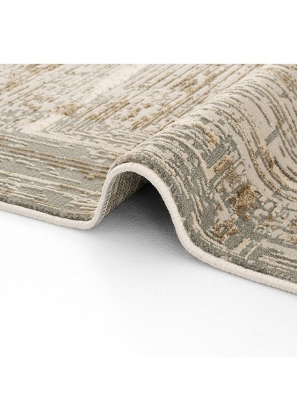 Venedik Krem Vizon Halı Soyut Geometrik Desenli Makine Dokuması Modern Oturma Odası Salon Halısı