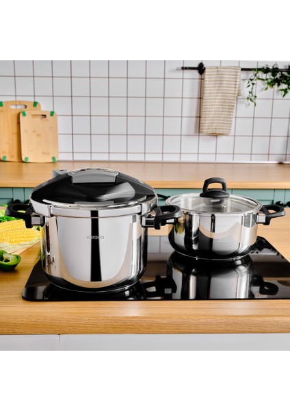 Perfect Gray İndüksiyon Tabanlı Düdüklü Tencere Seti 4+6 Litre