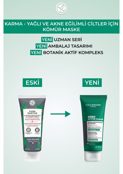 Arındırıcı Siyah Nokta Karşıtı Kömür Maske-Süksinik Asit-Sebo Active Clear Botanik Kompleks-75ml