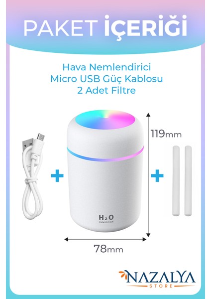 H2O 300 ml Ulrasonik Hava Nemlendirici ve Aroma Difüzörü fiyatları