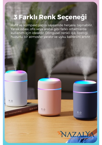 H2O 300 ml Ulrasonik Hava Nemlendirici ve Aroma Difüzörü