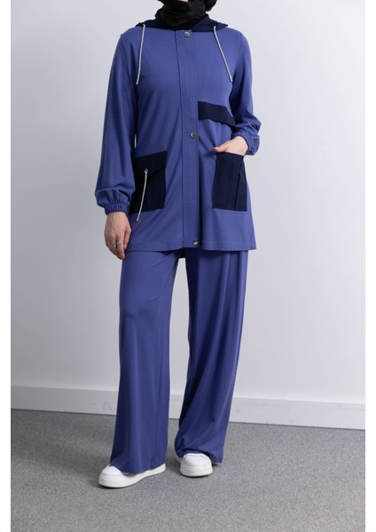 Cep Detaylı Ceketli Pantolonlu Takım- Mavi fiyatları