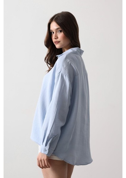 Müslin Uzun Kol Gömlek - Bebe Mavisi modelleri