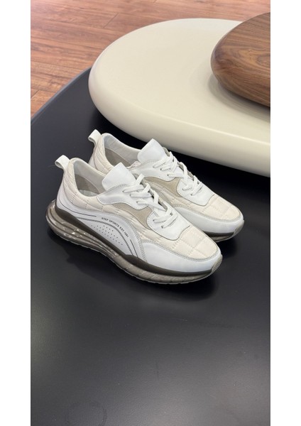 1035 Beyaz Paraşüt Hakiki Deri Erkek Sneakers - Spor Ayakkabı