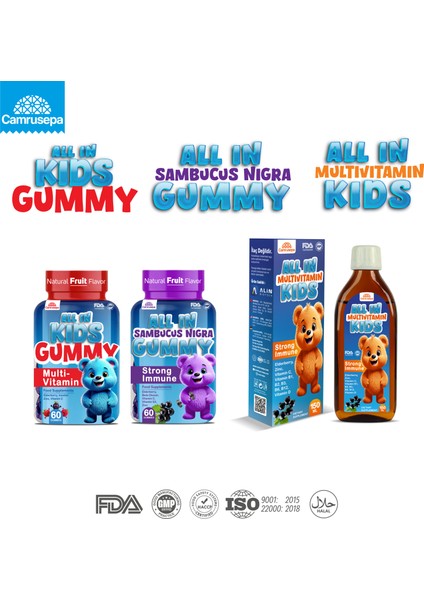 All In Multivitamin Kids Gummy + Sambucus Nigra Gummy + Multivitamin Kids Şurup 3'lü