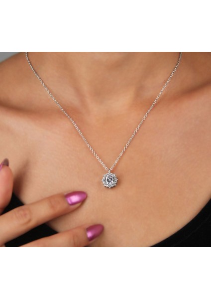 925 Ayar İthal Topaz Teştaş Gümüş Kolye Rodyum Kaplama