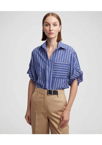 Çizgili Poplin Gömlek IS1240025345015 fiyatları