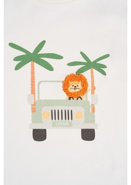 Baskılı ve Aslan Figürlü Erkek Çocuk Bebek Tshırt Beyaz fırsatları