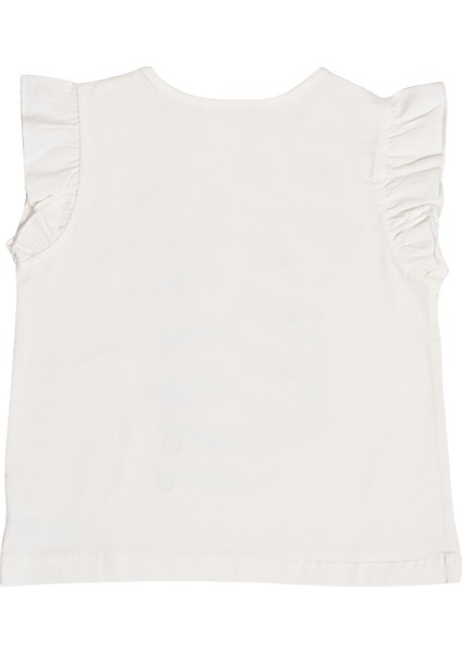 Kız Çocuk Fırfır Kollu Baskılı Tshırt modelleri