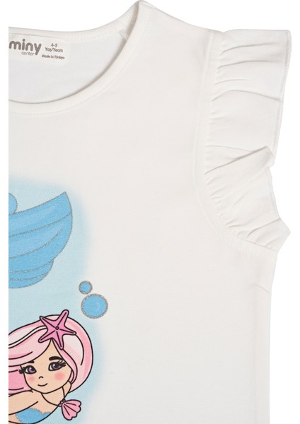 Kız Çocuk Fırfır Kollu Baskılı Tshırt fırsatları