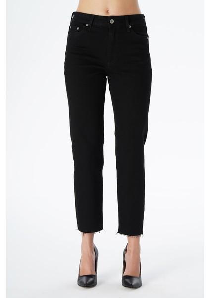 Elıza Cropped Siyah Paçası Kesikli Straight Fit Fermuarlı Jean Pantolon C 4518-071 fiyatları