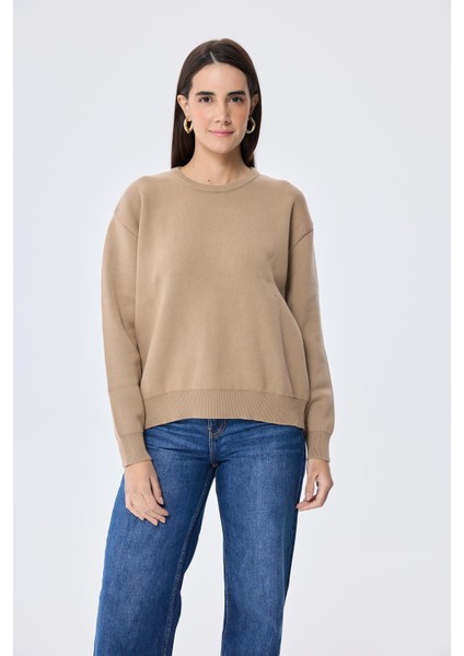 Cleo Düz Örgü Kadın Mevsimlik Triko Kazak - Kamel fiyatları