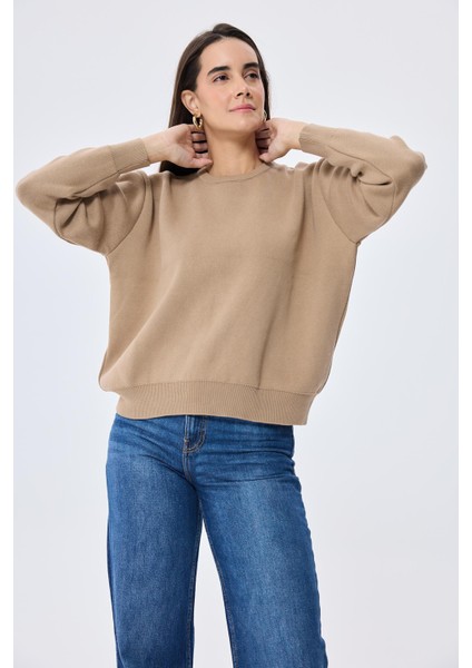 Cleo Düz Örgü Kadın Mevsimlik Triko Kazak - Kamel modelleri