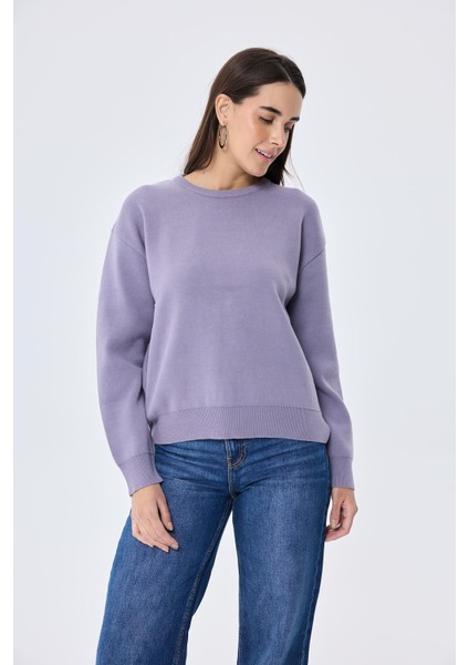 Cleo Düz Örgü Kadın Mevsimlik Triko Kazak - Lila fiyatları