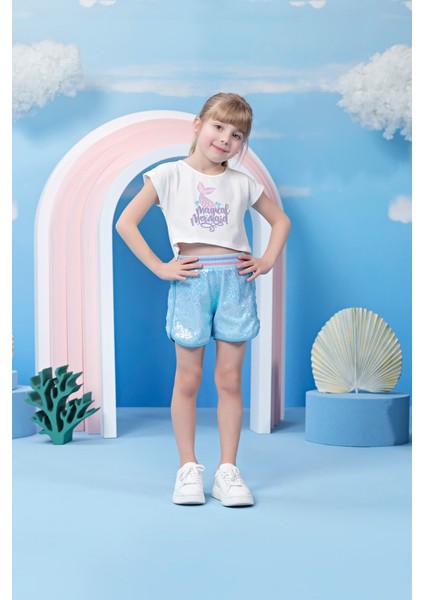 Kız Çocuk Baskılı Crop Tshırt