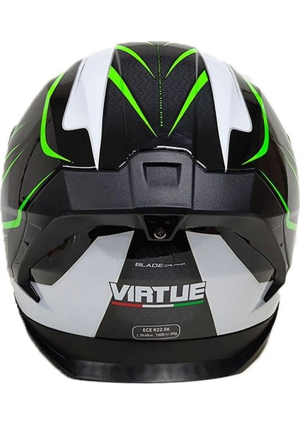 Vırtue Kapalı Kask Yeşil Siyah Beyaz