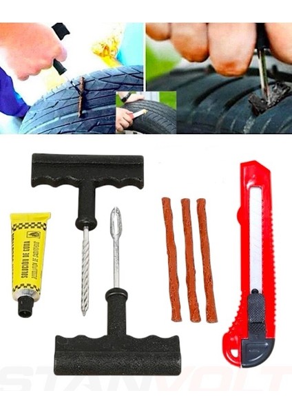 7 Parça Araba Motorsiklet Otomobil Bisiklet Lastik Tamir Kiti Seti