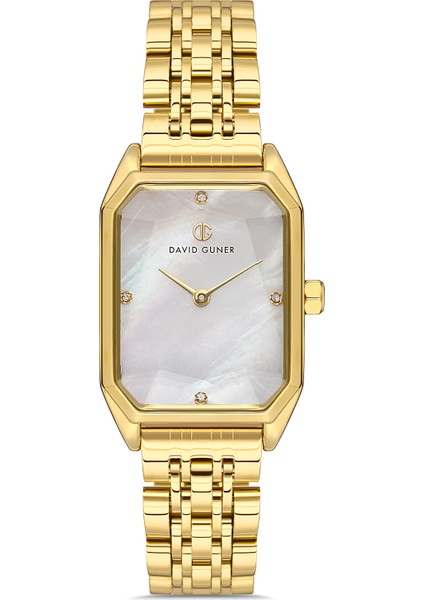 Davıd Guner Sarı Kaplamalı Beyaz Kadranlı Kadın Kol Saati DG-8417LA-B1