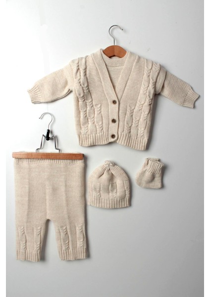Çocuksan Unisex Örgülü Triko Bebek Takım - Çocuksan - Takım - Bej - 6-9 Ay - CS2023000059-4082