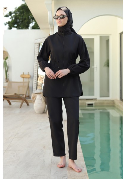 Çift Tünelli Mayo Tunik Siyah