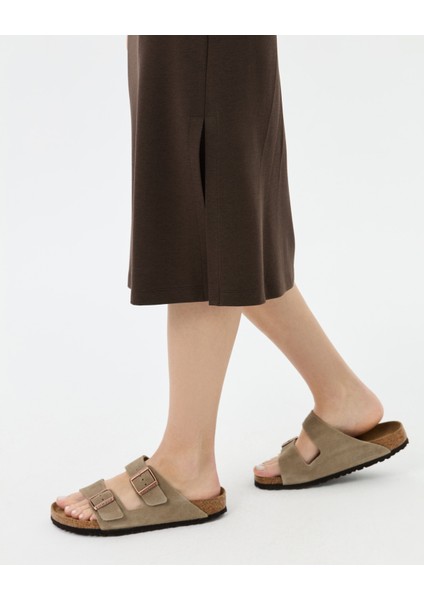 Kadın Kahverengi Askılı Midi Elbise - EcoVero™ Viskoz, Ayarlanabilir Askılı, Sırt Pensli, Göğüs Pedli Midi Boy Elbise fırsatları