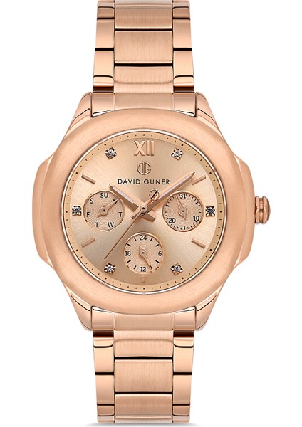 Davıd Guner Rose Kaplamalı Rose Kadranlı Kadın Kol Saati DG-8741LA-C5