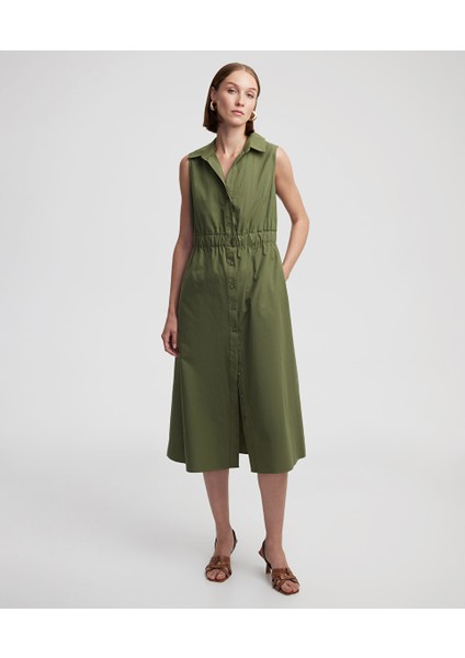 Beli Büzgülü Poplin Gömlek Elbise IS1250002323022